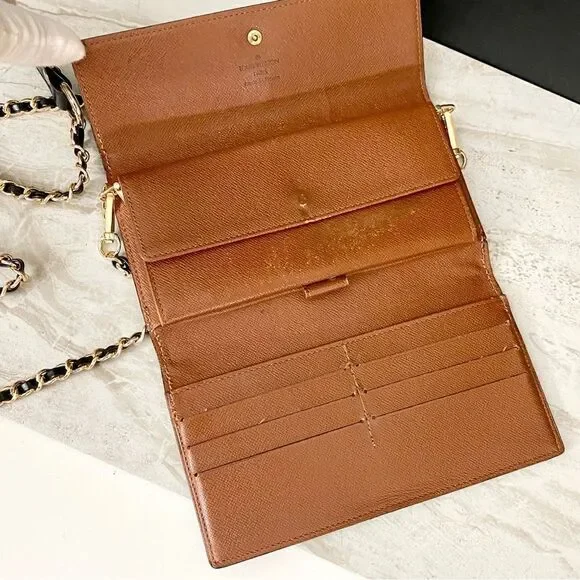 Louis Vuitton Monogram Trifold Wallet to Shoulder Crossbody Bag 💼 LT04 - Picture 9 of 14